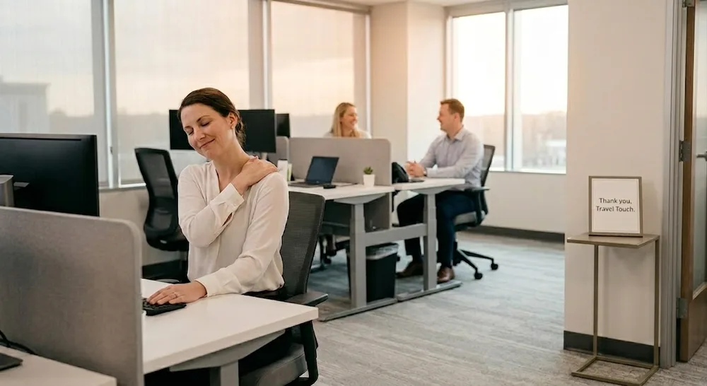 Employee relaxed after on-site session