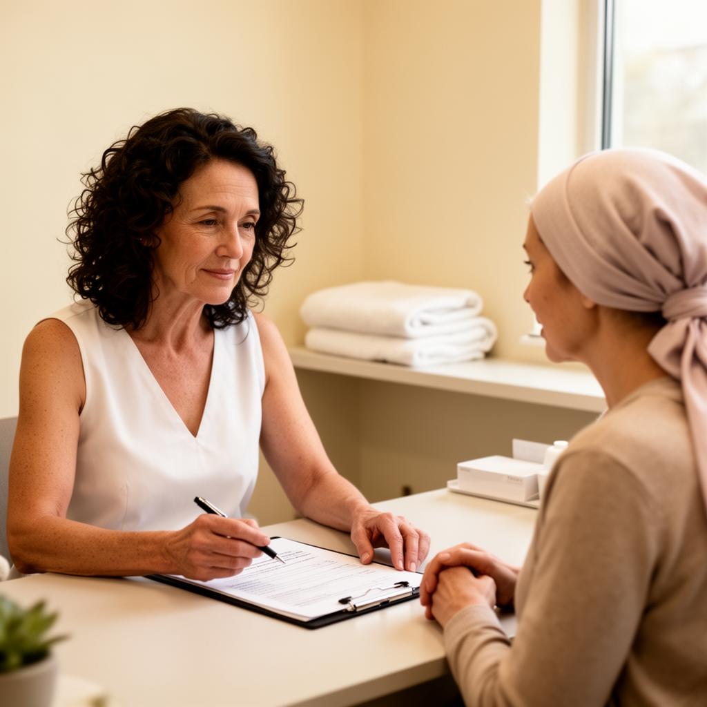 Therapist reviewing care plan with client